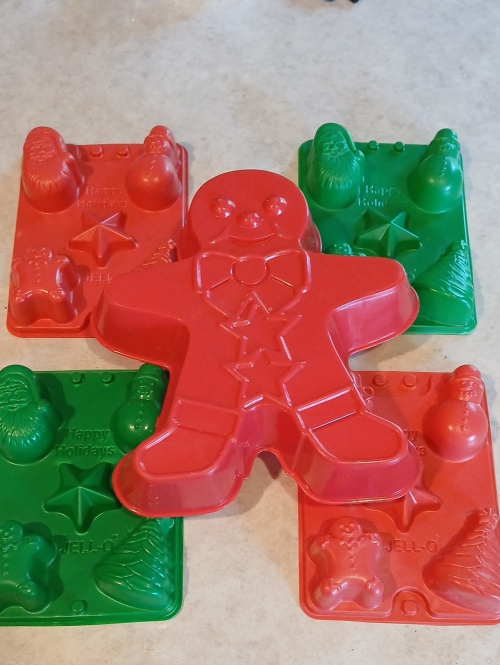 Jello Jigglers Christmas Holiday Molds 5 Red & Green